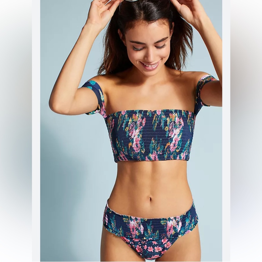 Anthropologie Floral Bikini - Blue and Pink